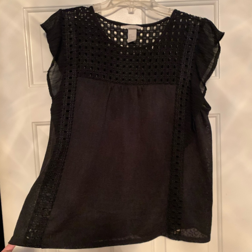 Black H&M Blouse with Ruffle Sleeves